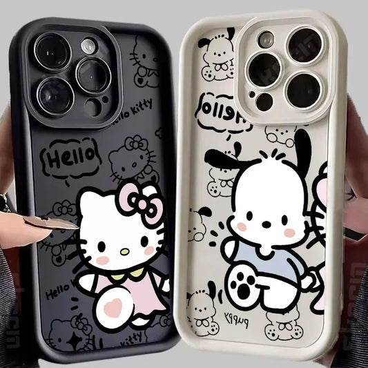 Cute Sanrio Hello Kitty Pochacco Couple Phone Case For iPhone 15 Pro Max 11 12 13 14 Pro Max X XS XR 7 8 Plus Shockproof Cover