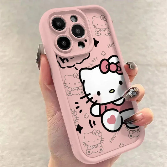 Ins Sanrio Hello Kitty Phone Case For iPhone 16 Pro Max 15 14 13 12 11 Xr Xs Max 7 8 PLUS Y2K Cartoon Anime Anti Fall phone Case